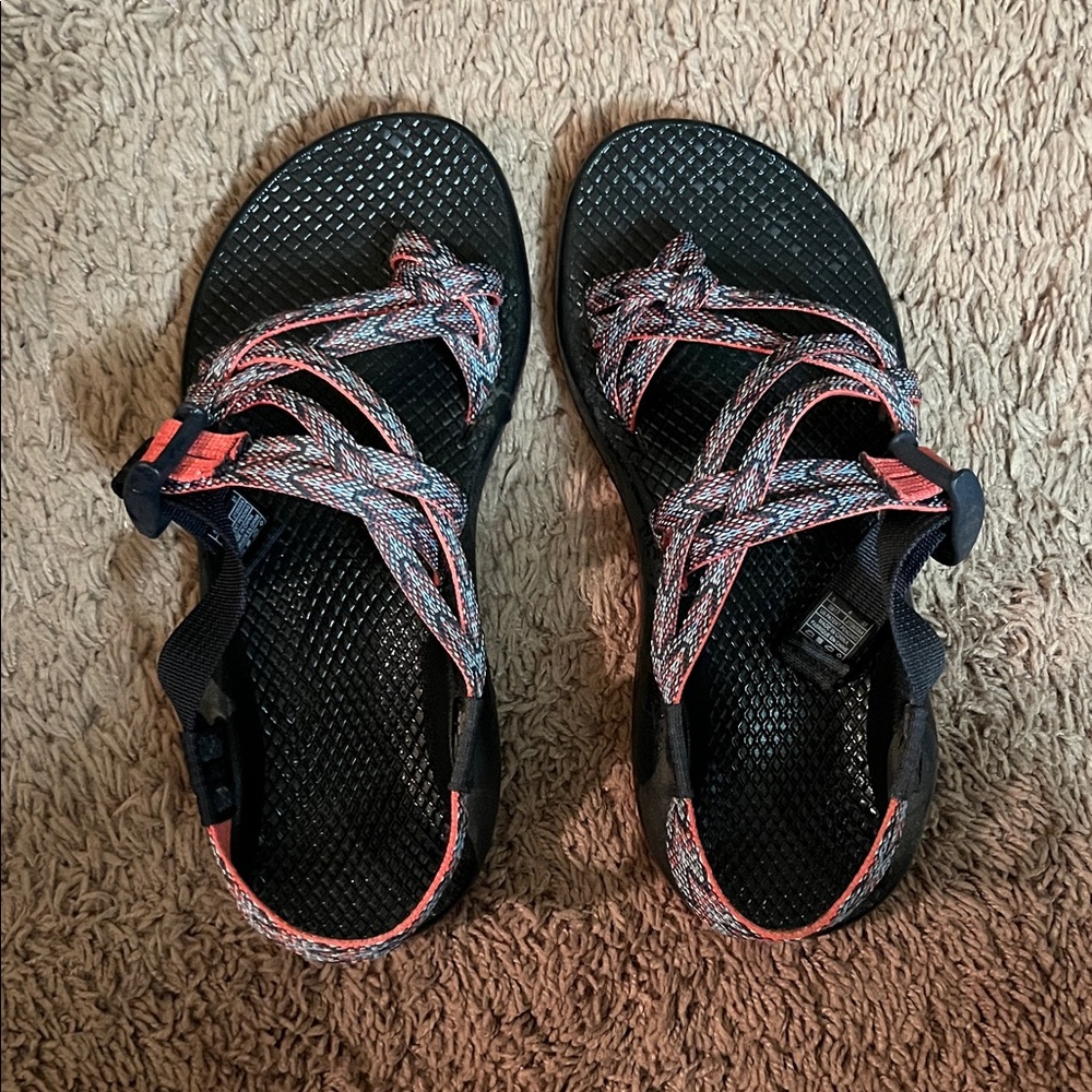 Chaco Black and Pink Strappy Sandals